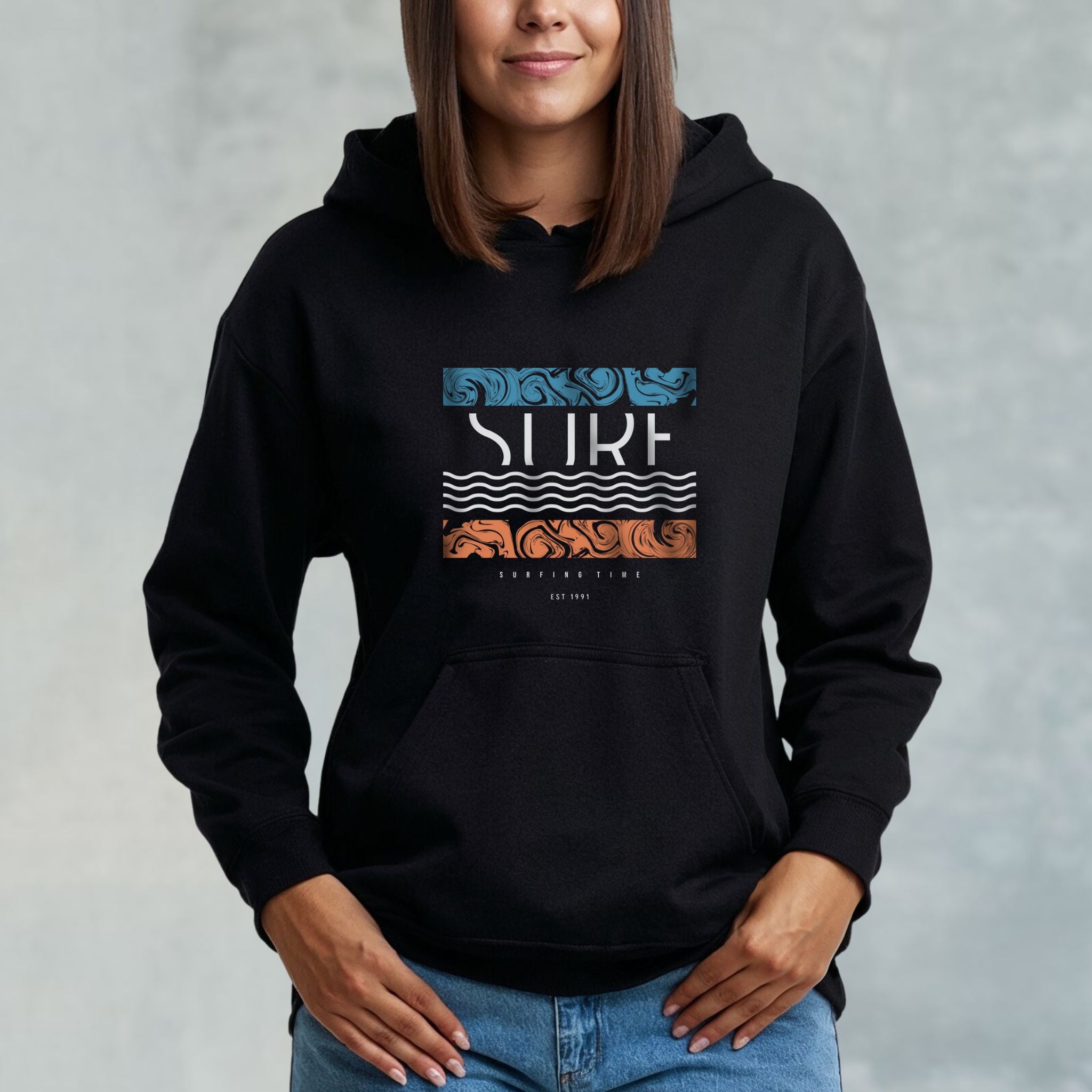 Surfing  Time Retro Hoodie